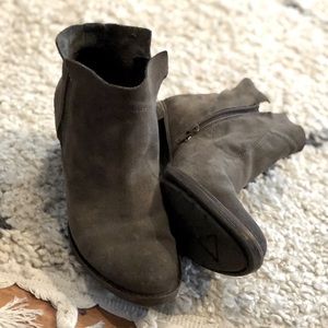 Palladium suede leather taupe heeled ankle booties